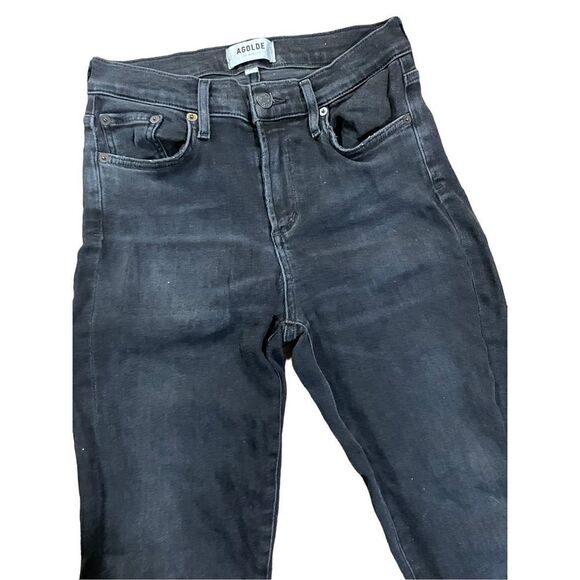 AGOLDE Sophie Shout Distressed Chewed Hem Black mid rise Skinny Jeans - Picture 8 of 14